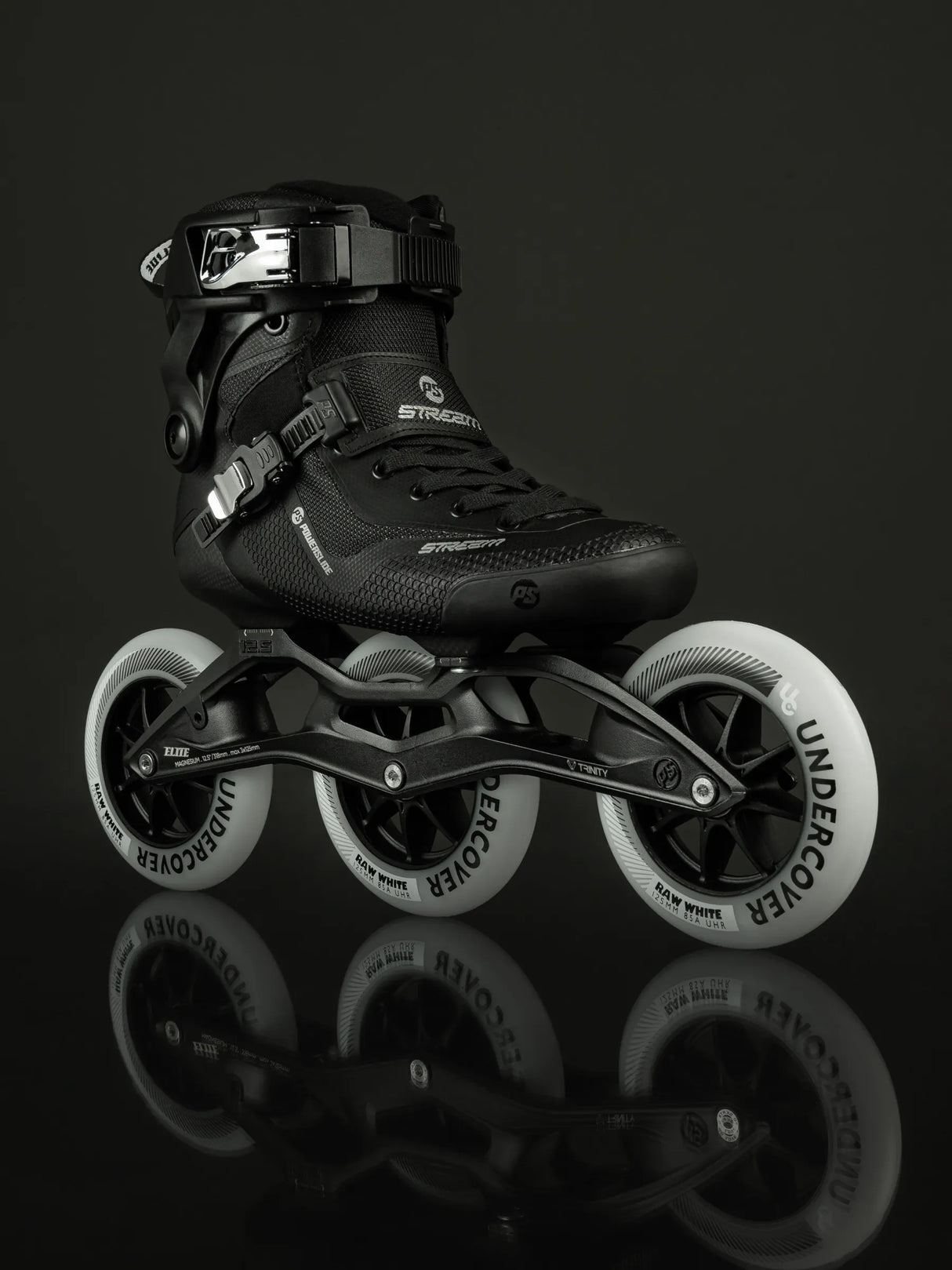 SKA904608 POWERSLIDE Stream Carbon 125 318mm | Schwarz | Trinity X Mounting | Speed Inlineskates | Speed & Marathon Inlineskates