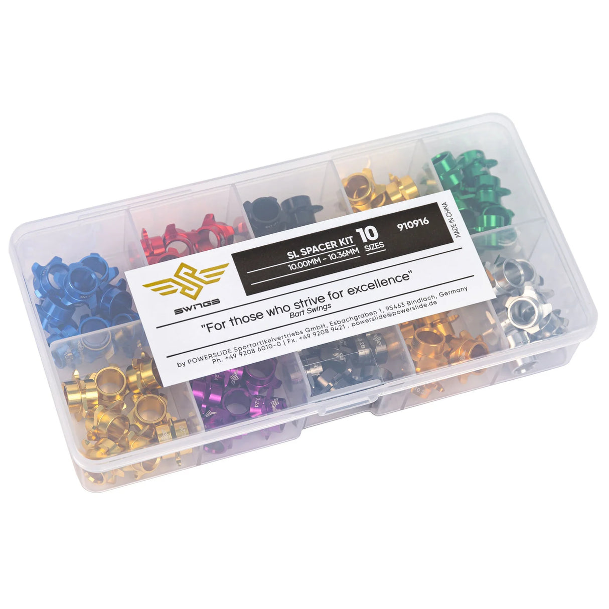 SWINGS SL Spacer kit | Spacer Box | Precision spacers | 10mm to 10.36mm | Type 608 | 80-Pack