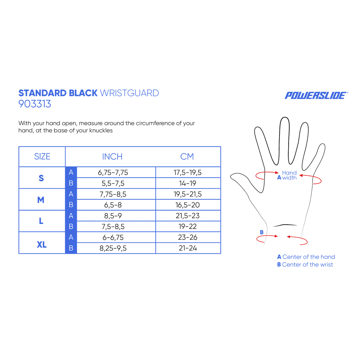 POWERSLIDE Standard Wristguard Black XXIV | Handgelenkschoner | Kinder Schützerset | Knie- Ellenbogen- und Handgelenkschoner