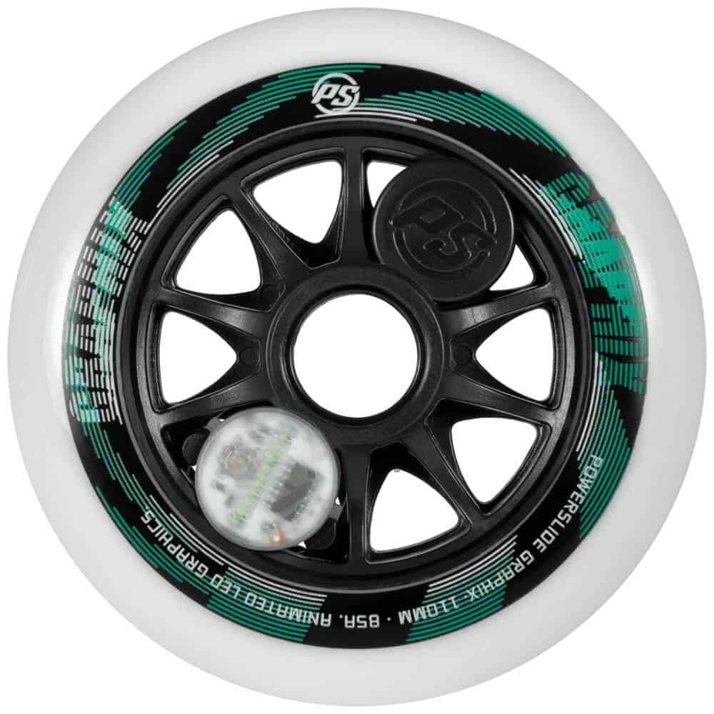 POWERSLIDE Graphix LED Wheels White 110mm 86A | Leuchtrollen | 1-Stück